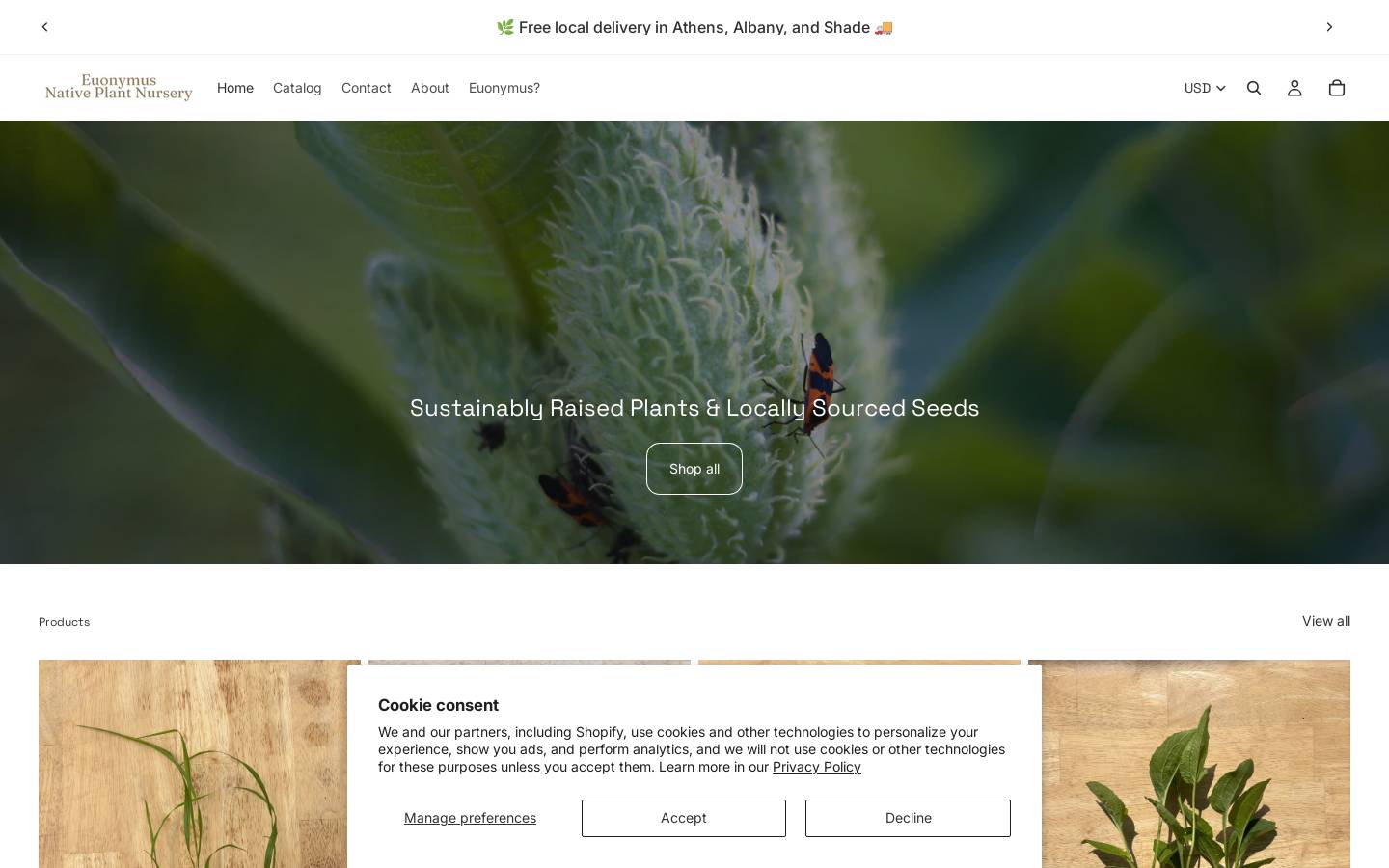 euonystore.com homepage screenshot