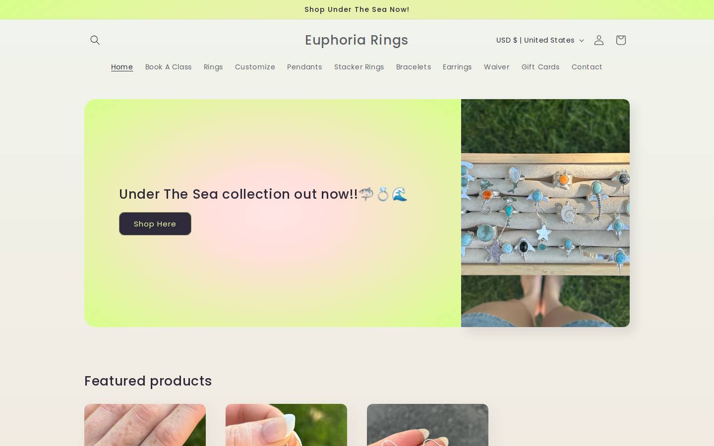 euphoriarings.com homepage screenshot