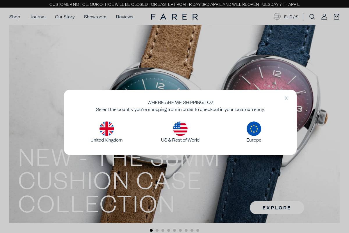 eur.farer.com homepage screenshot