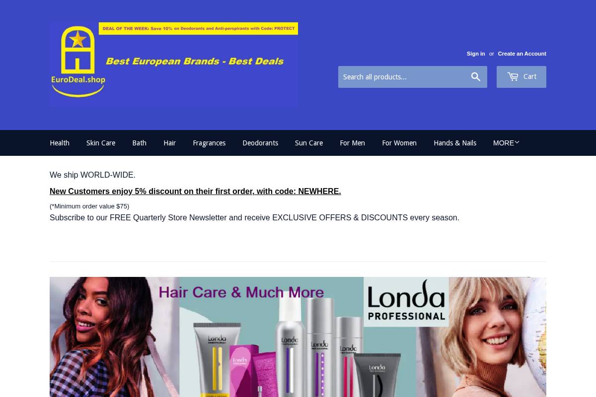 Eurodeal homepage screenshot