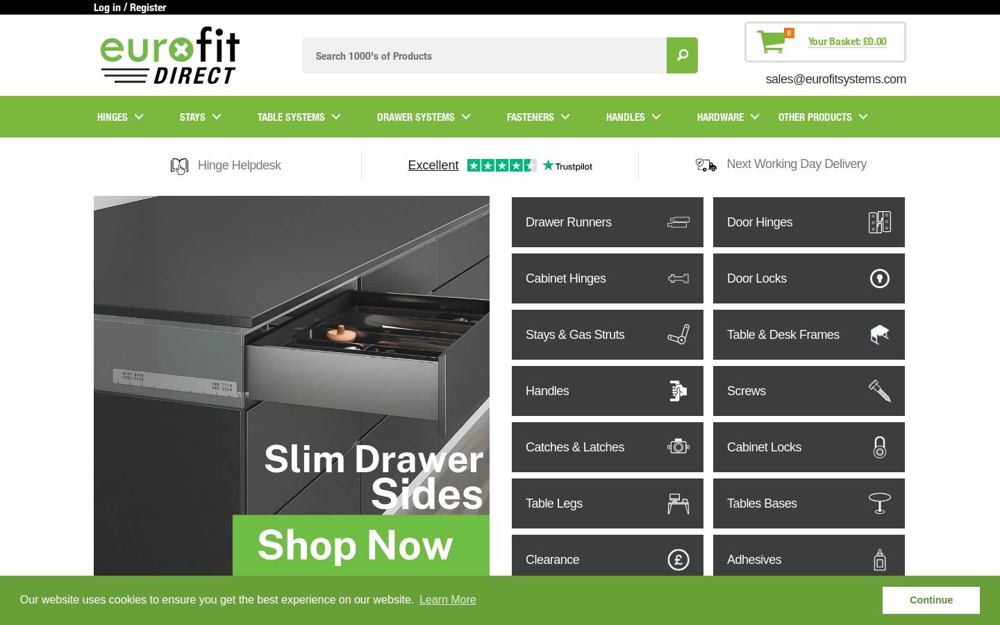 Eurofit Direct homepage screenshot