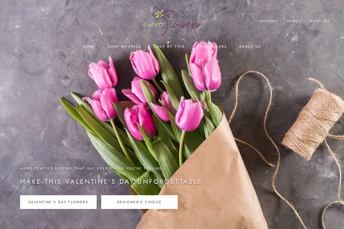 Euro Flowers homepage screenshot