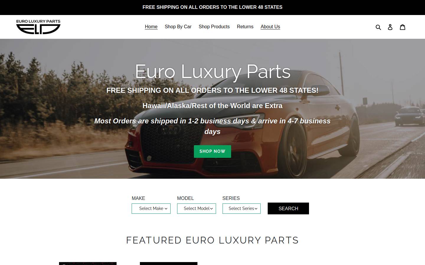 euroluxuryparts.com homepage screenshot