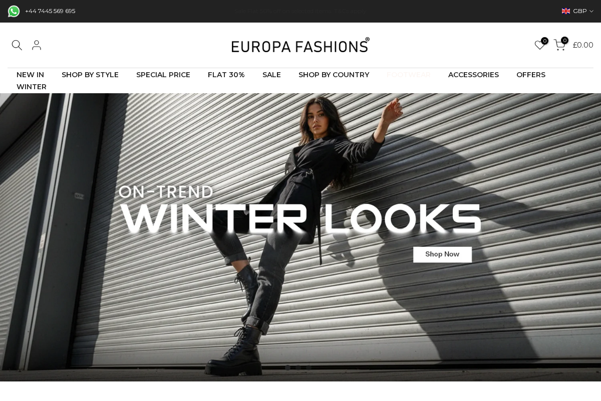 Europa Fashions homepage screenshot