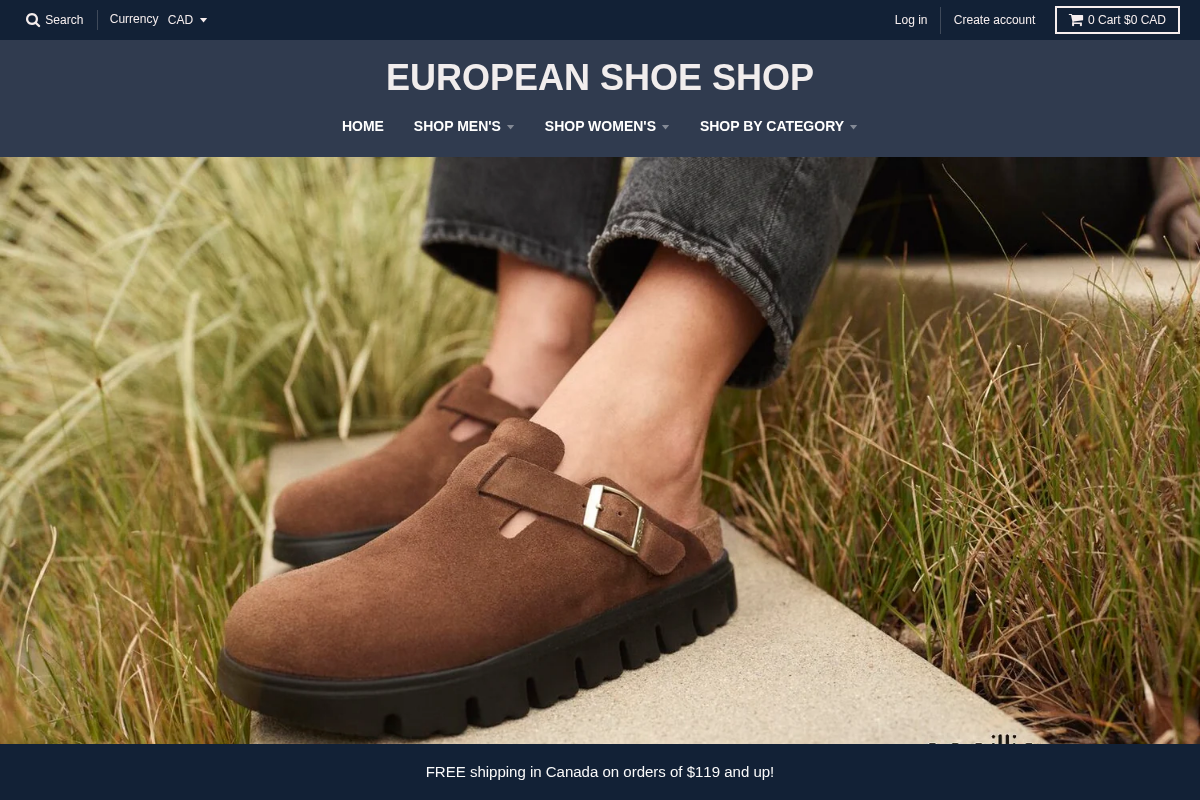 europeanshoeshop.com homepage screenshot