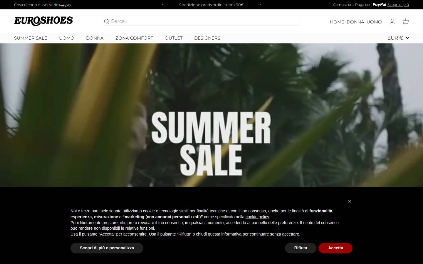 Euroshoesroma homepage screenshot