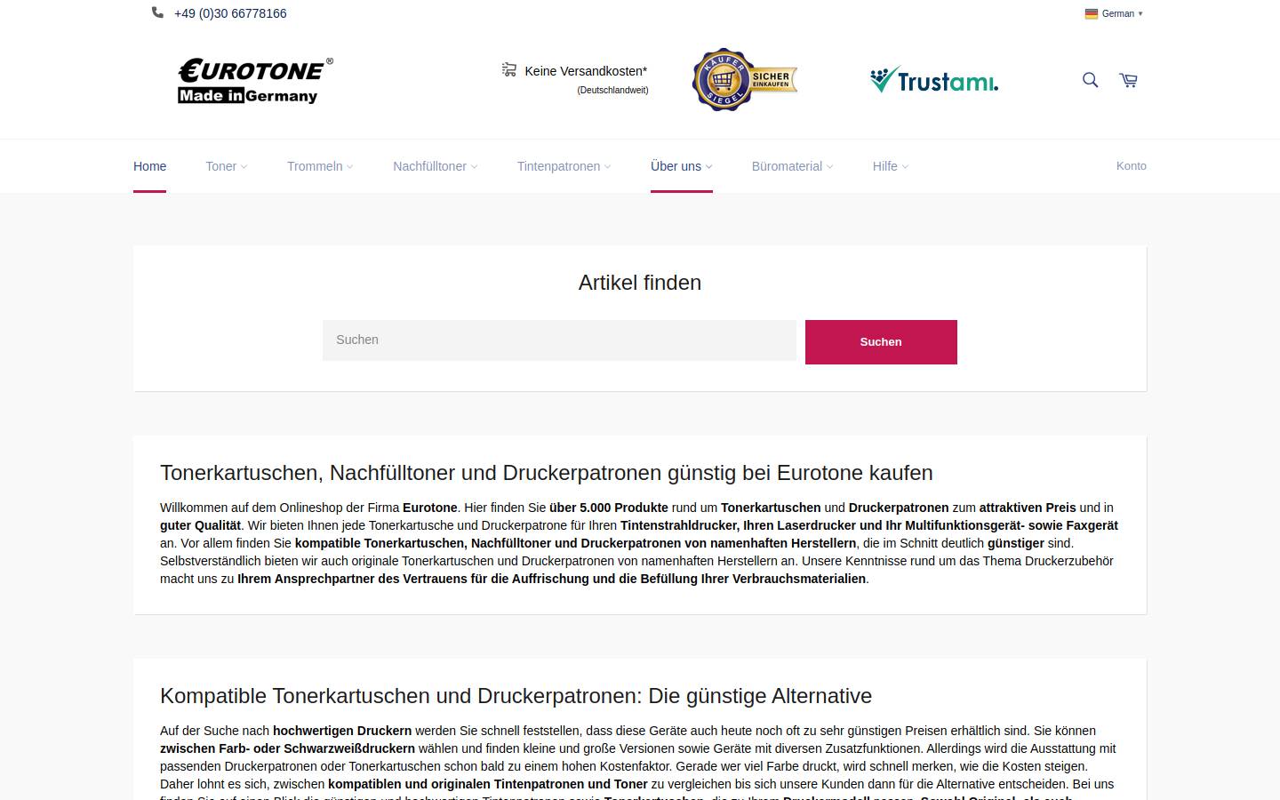 Eurotone homepage screenshot