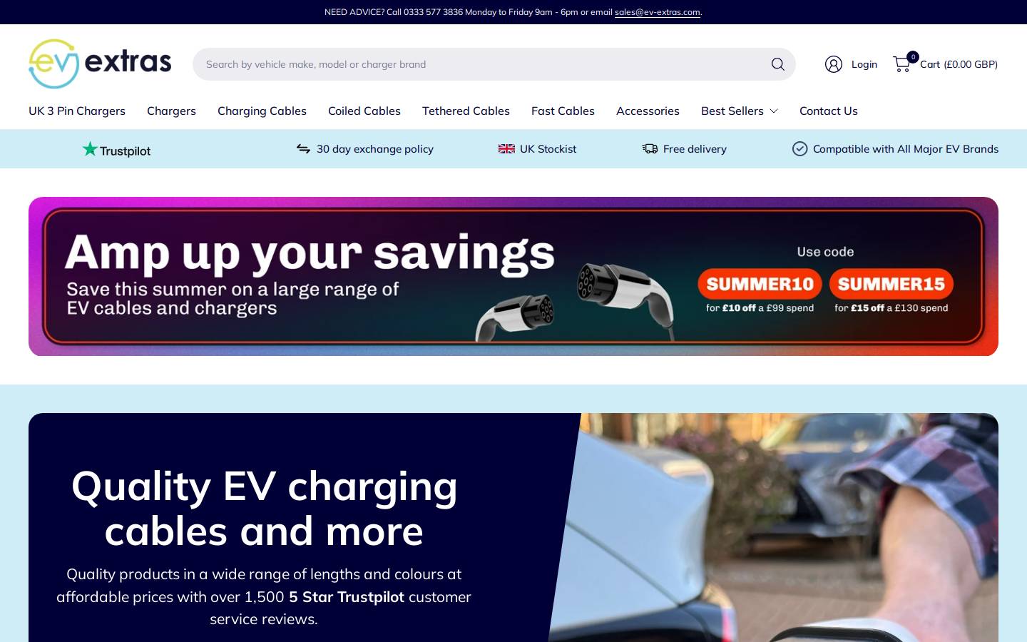 EV Extras homepage screenshot