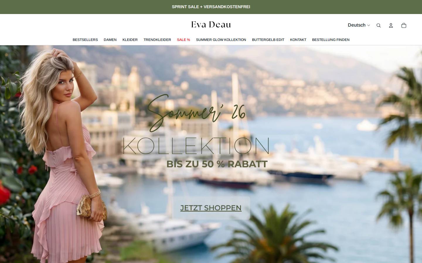 Evadeau homepage screenshot