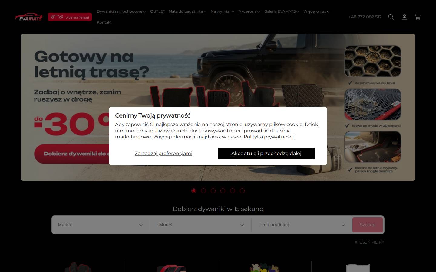 Evamats homepage screenshot