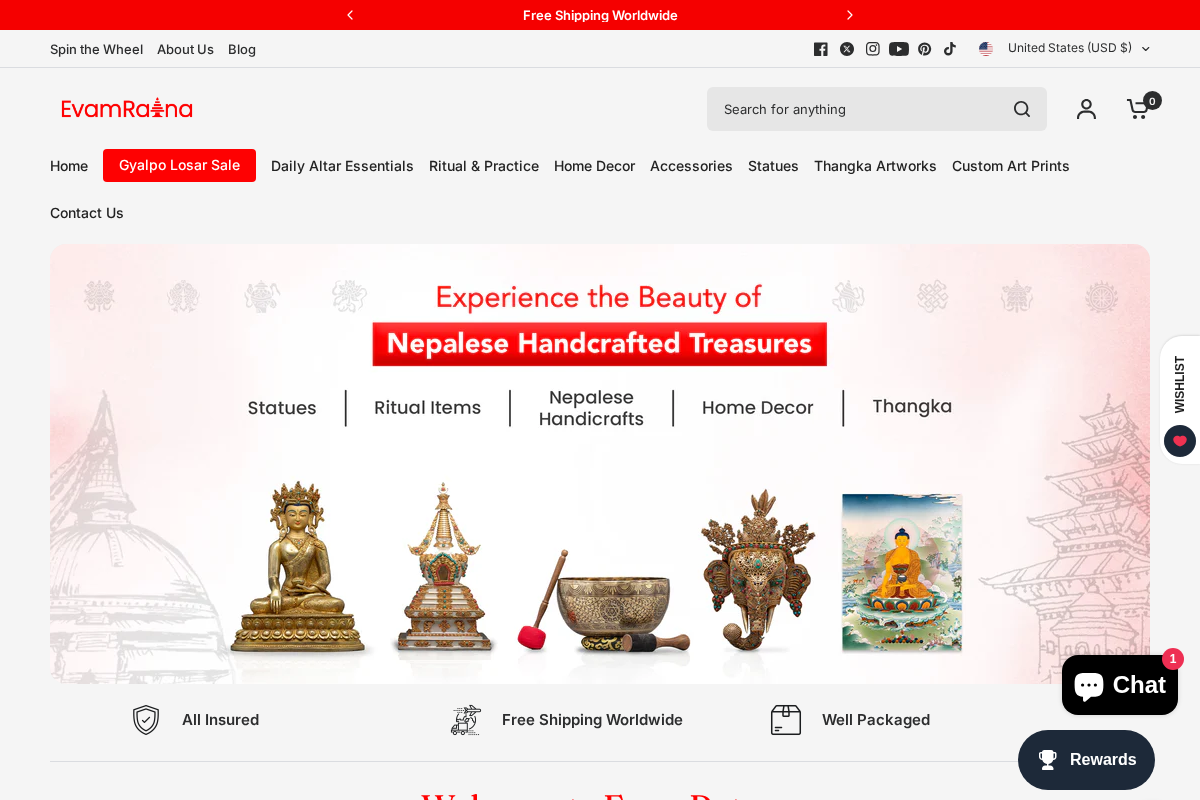Evamratna homepage screenshot