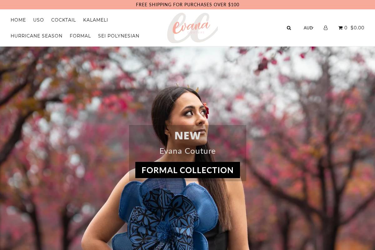 evanacouture.com homepage screenshot