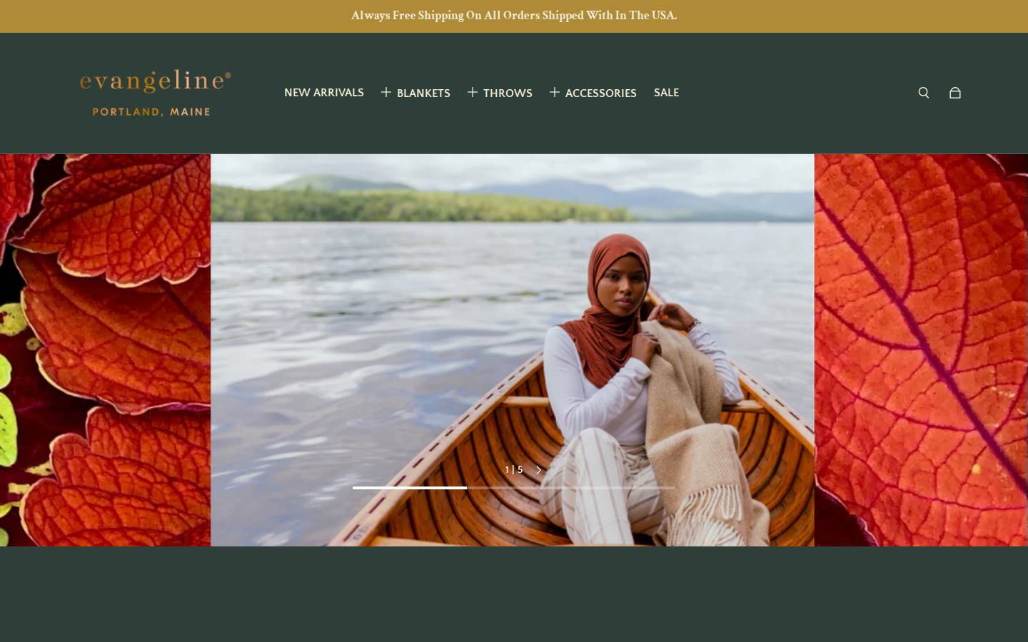 evangelinelinen.com homepage screenshot