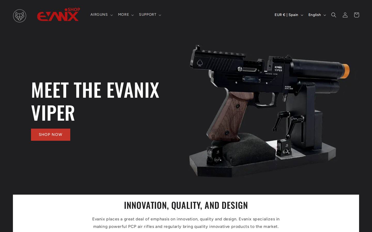 Evanix Shop homepage screenshot