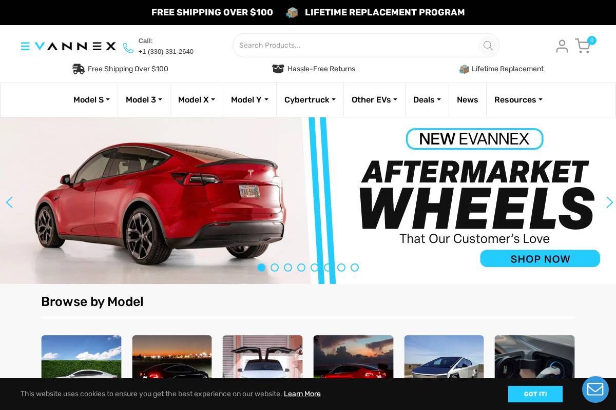 EVANNEX Tesla Accessories homepage screenshot
