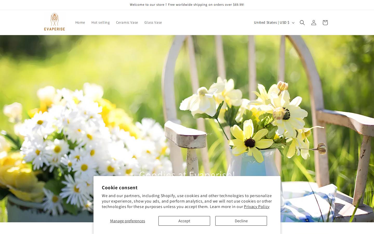 Evaperise homepage screenshot