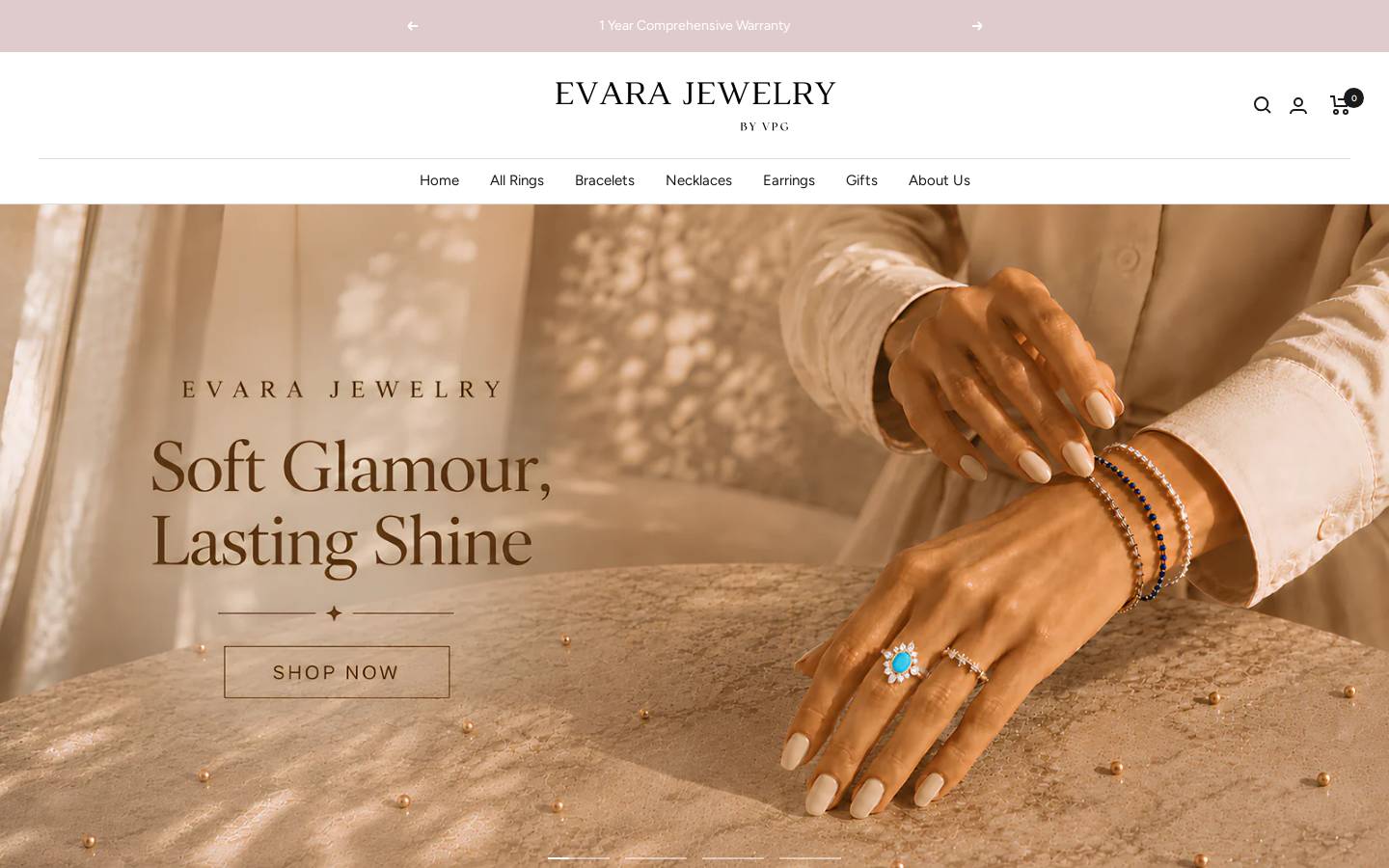 Evarajewelry homepage screenshot