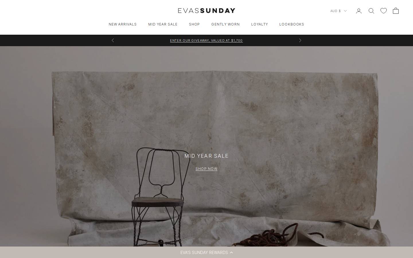 evassunday.com.au homepage screenshot