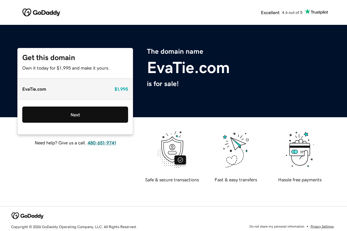 Evatie homepage screenshot