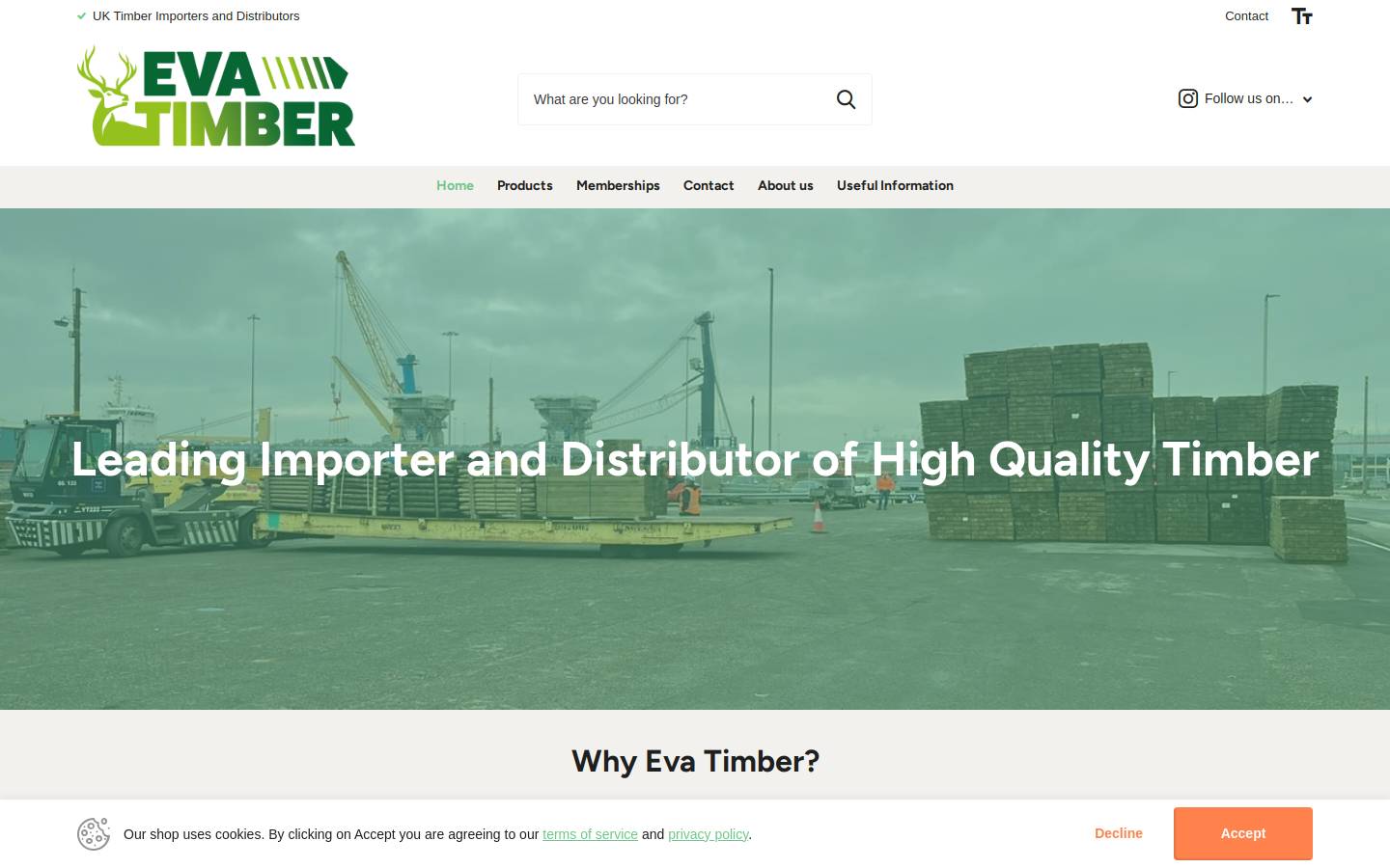 Evatimber homepage screenshot