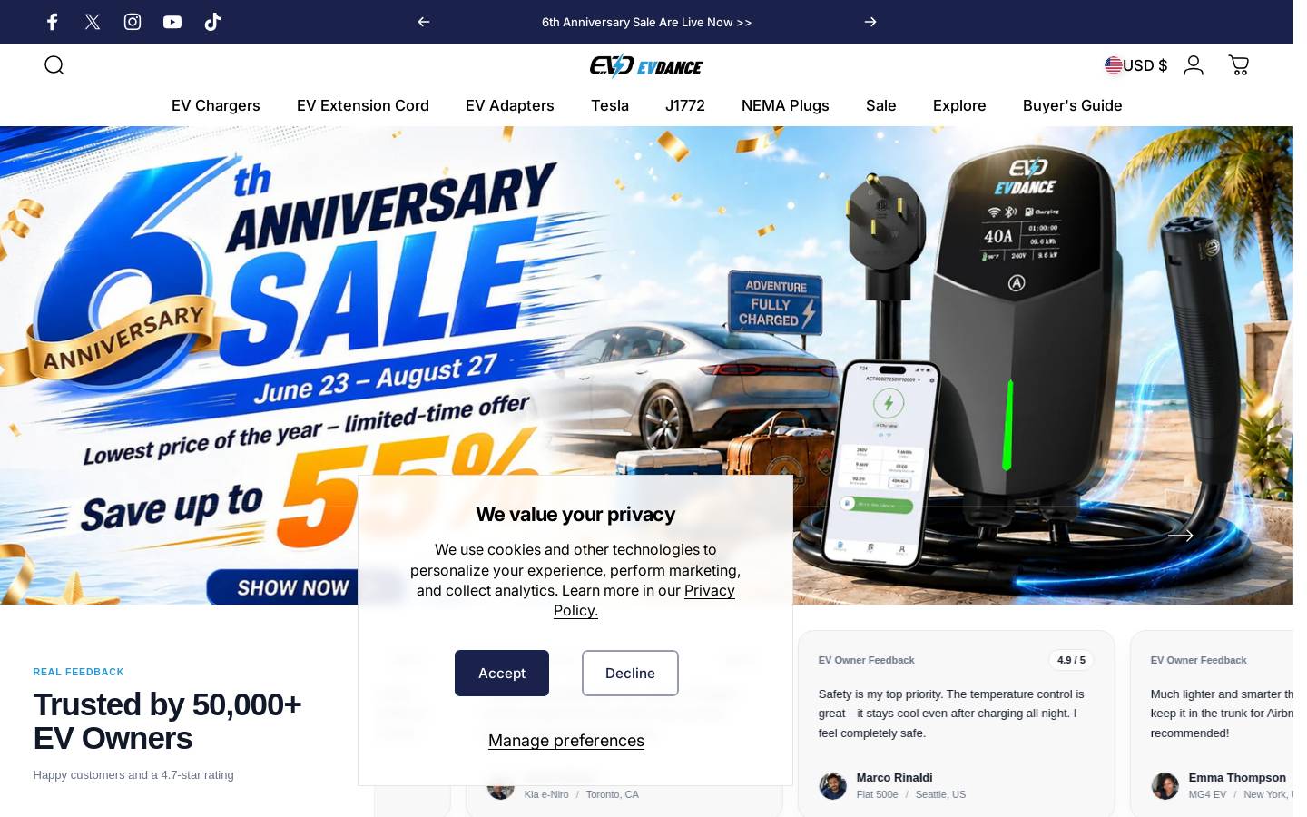 EVDANCE homepage screenshot