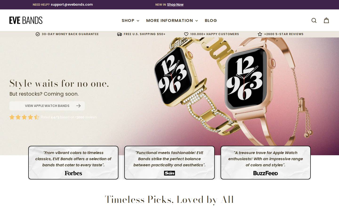 EVE Bands homepage screenshot