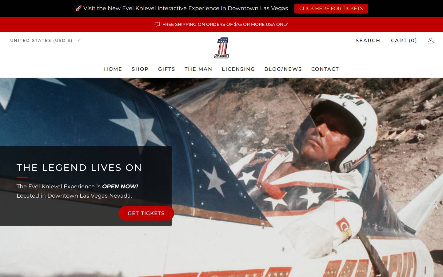 evelknievel.com homepage screenshot