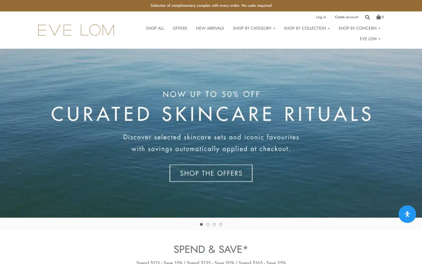 EVE LOM homepage screenshot