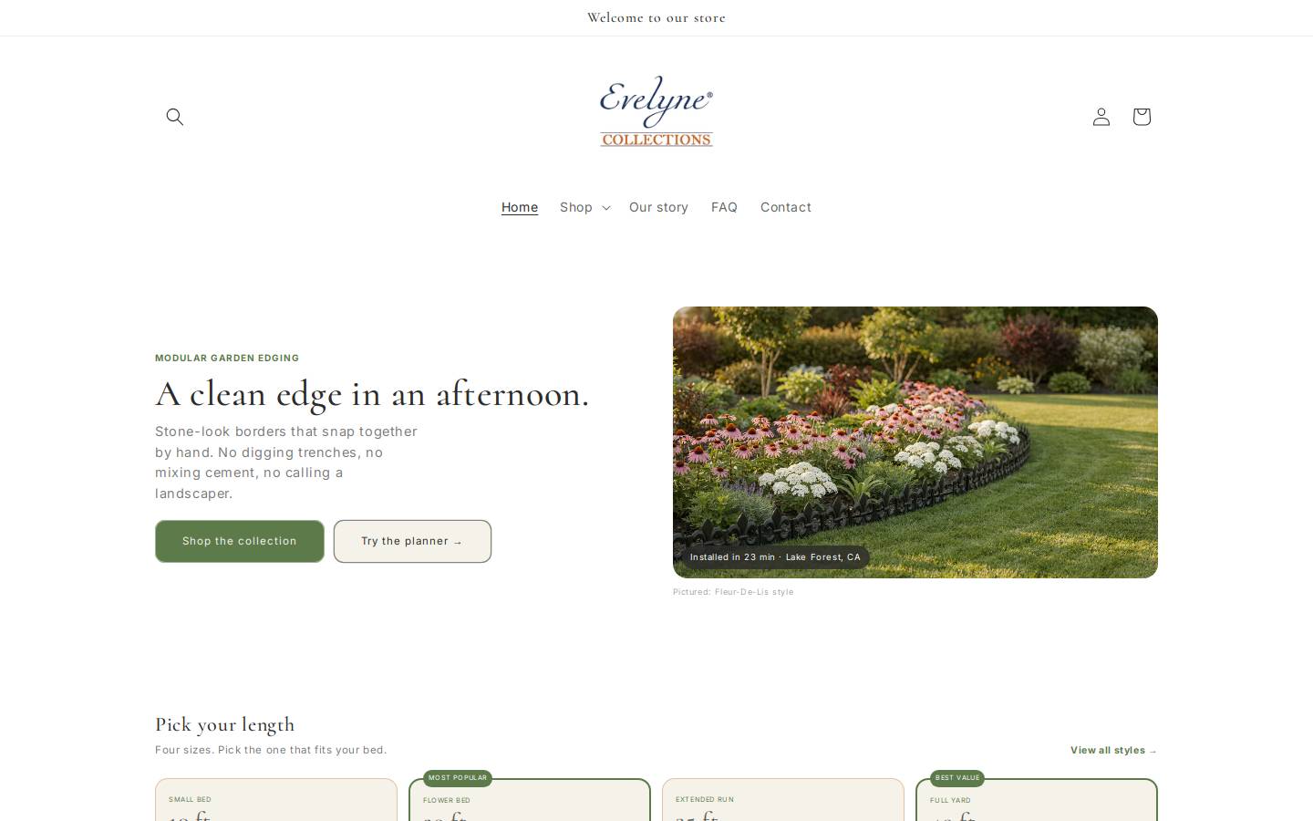 evelynecollection.com homepage screenshot
