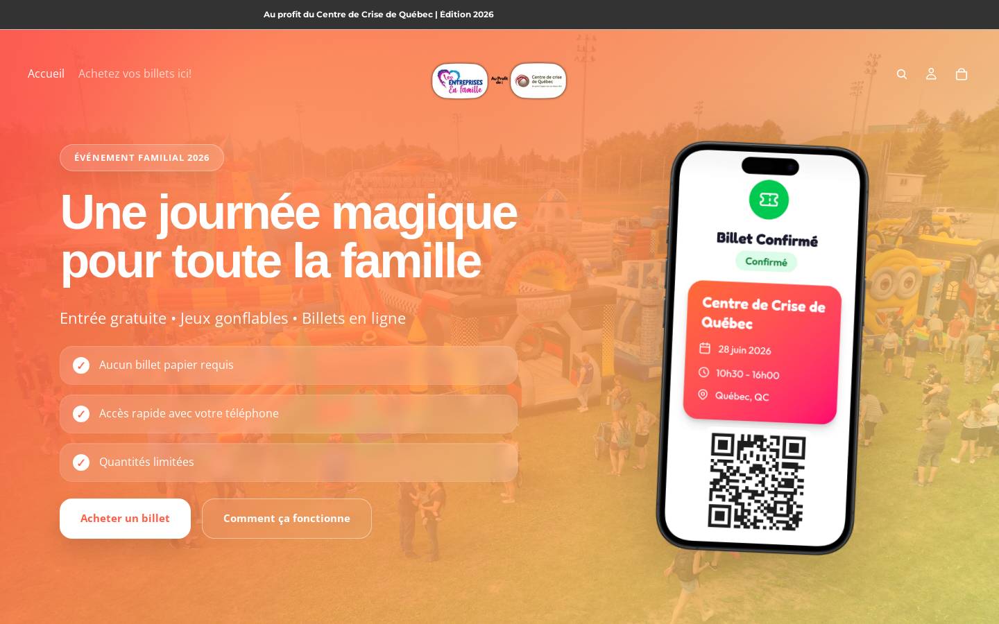evenementcentredecrisedequebec.com homepage screenshot