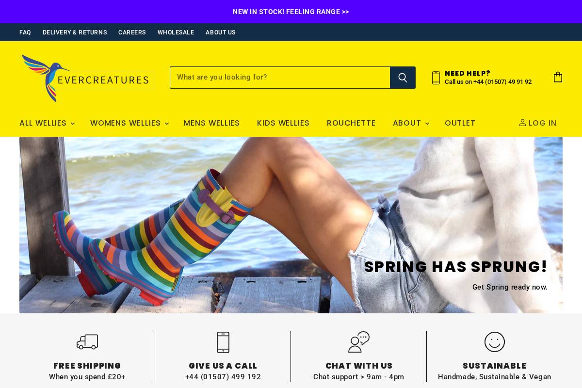 Evercreatures - British Fashion Wellies homepage screenshot
