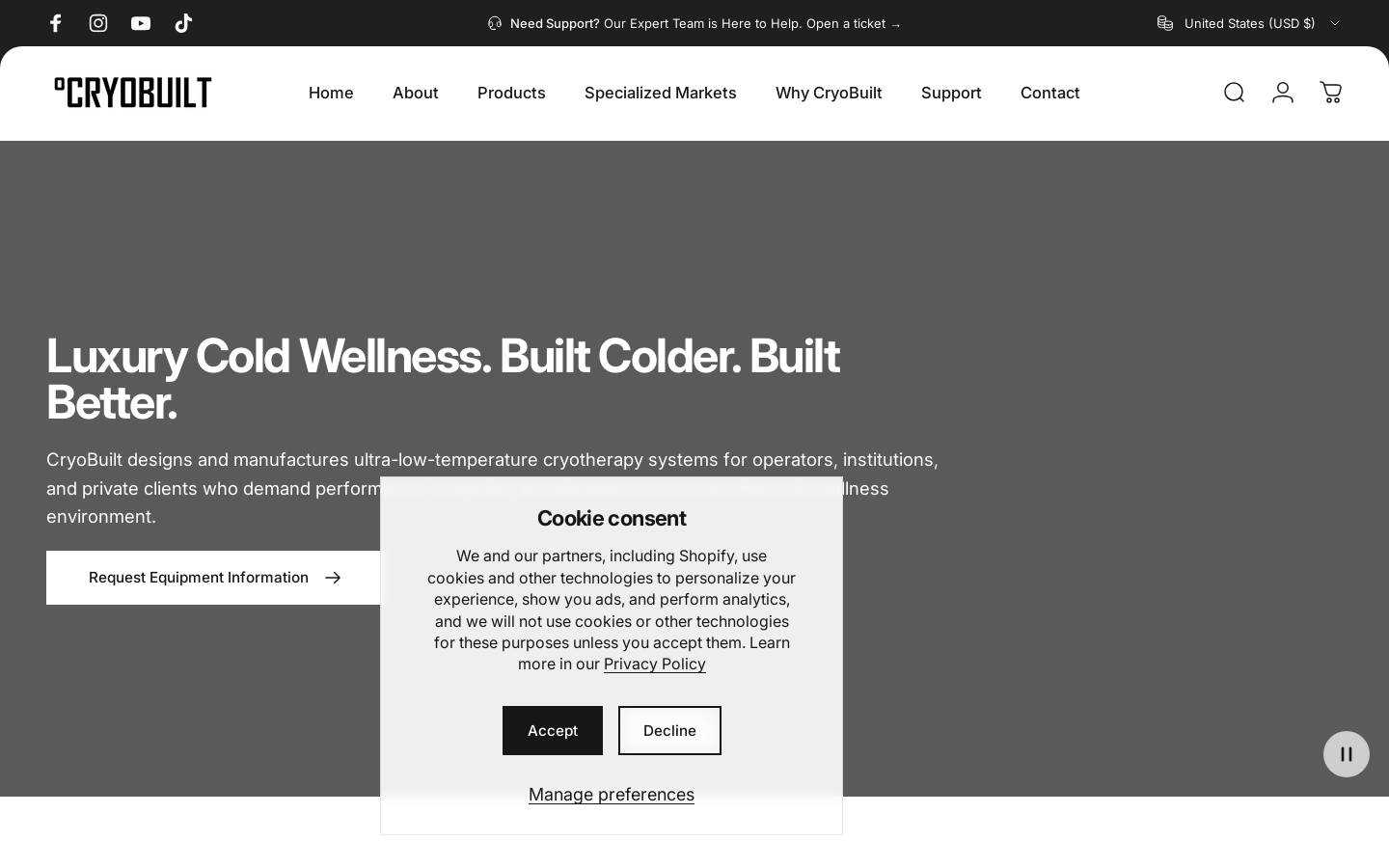 everestcryo.com homepage screenshot