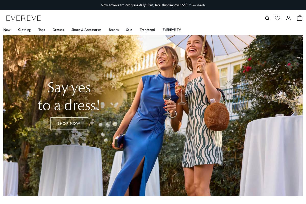 Evereve homepage screenshot