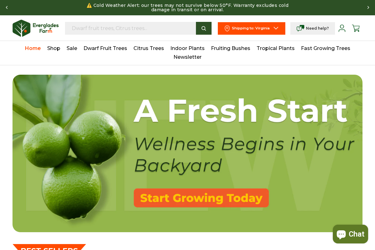 Everglades Farm homepage screenshot