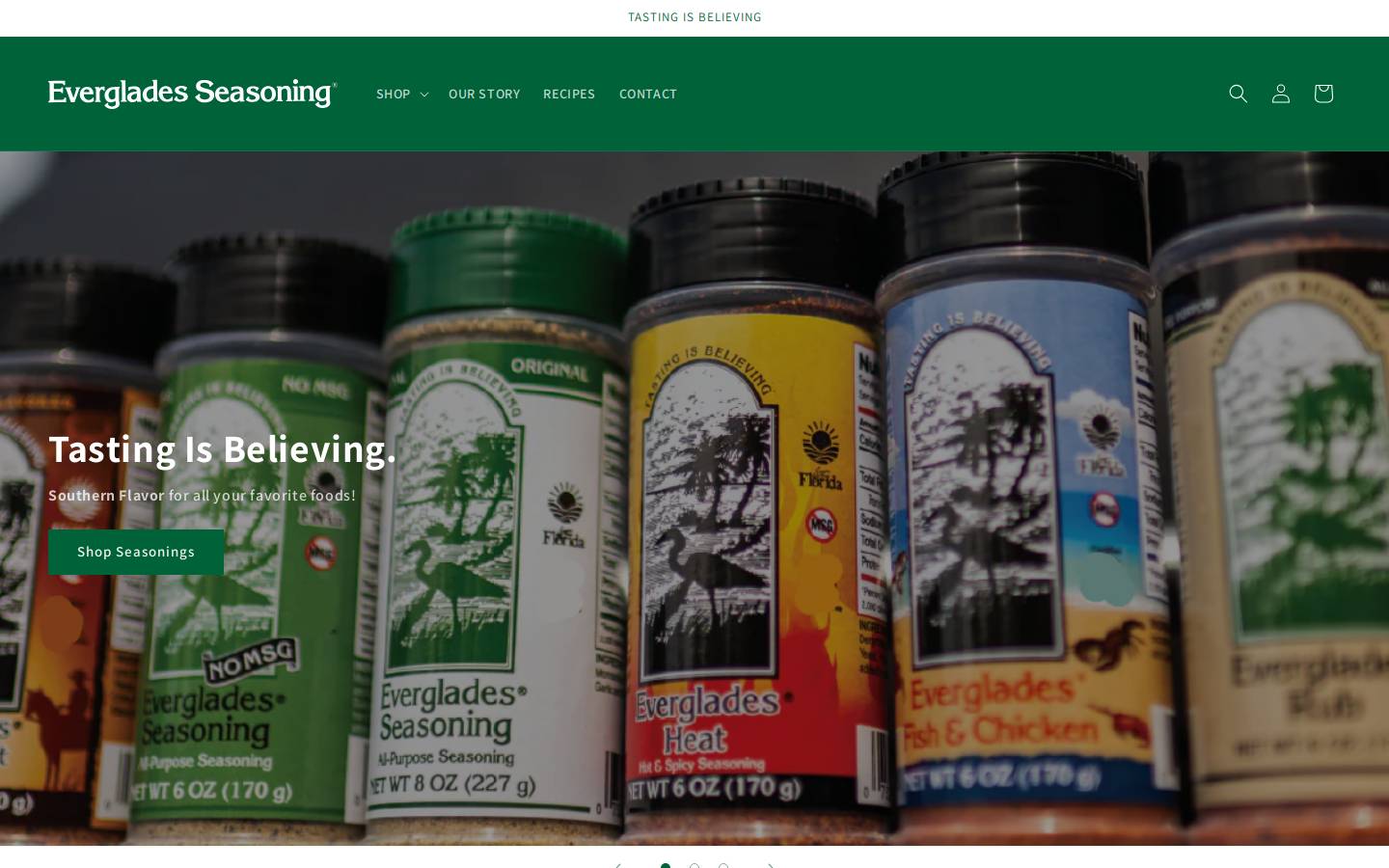evergladesseasoning.com homepage screenshot