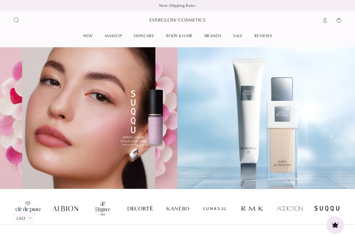 Everglow Cosmetics homepage screenshot