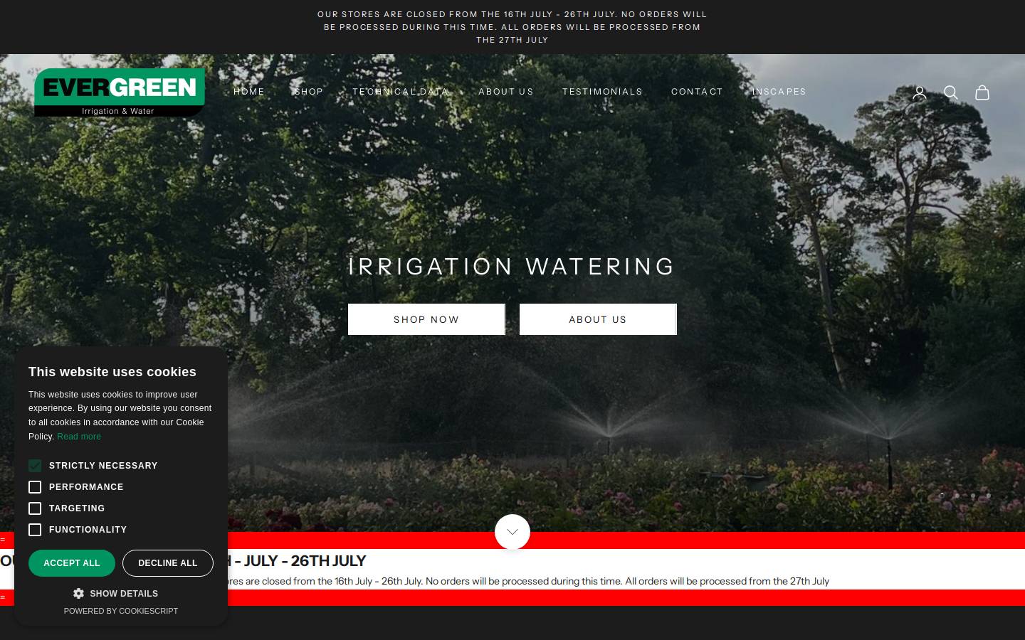 evergreen-irrigation.co.uk homepage screenshot