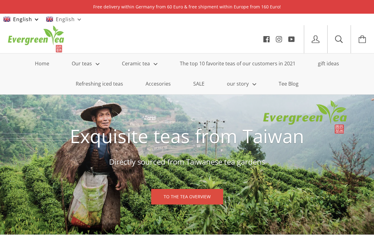evergreen-teashop.de homepage screenshot