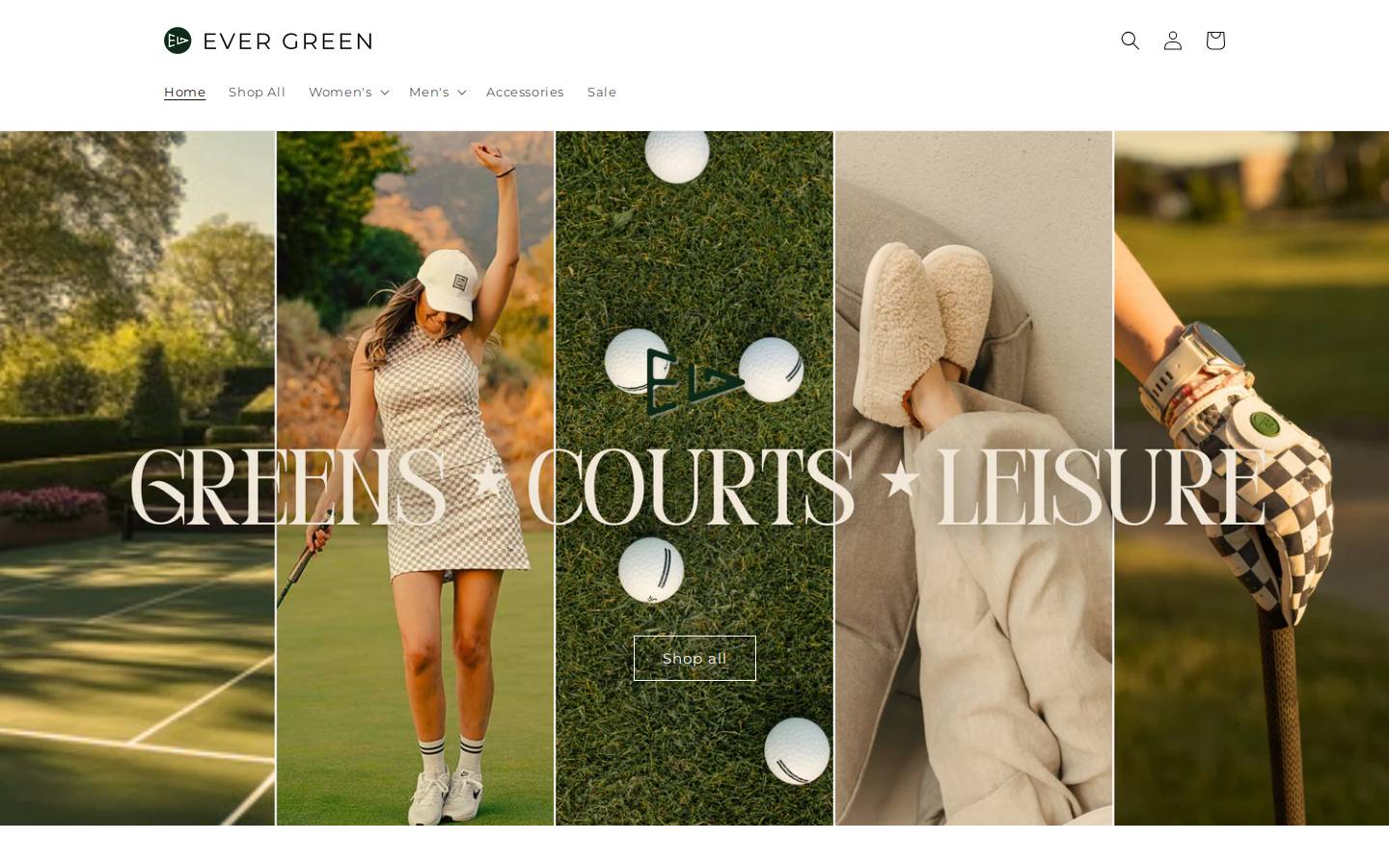 evergreenathleticwear.com homepage screenshot