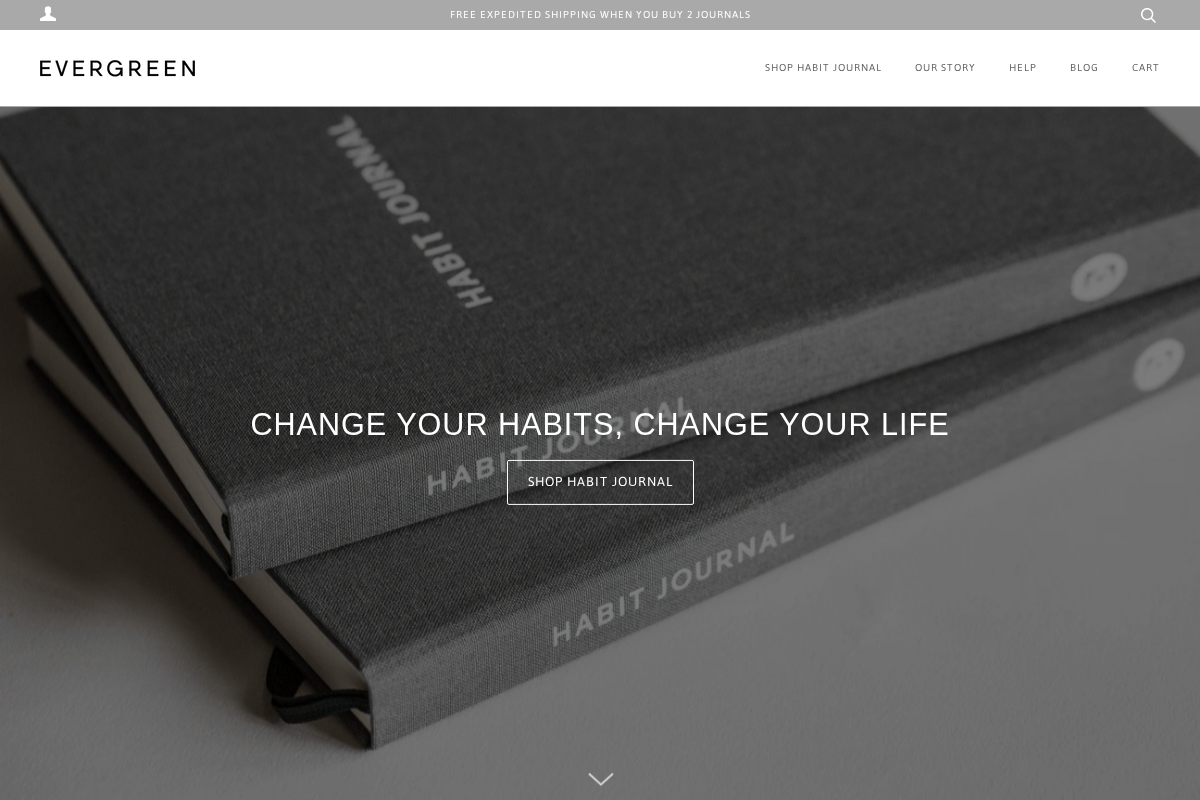Evergreen Journals homepage screenshot