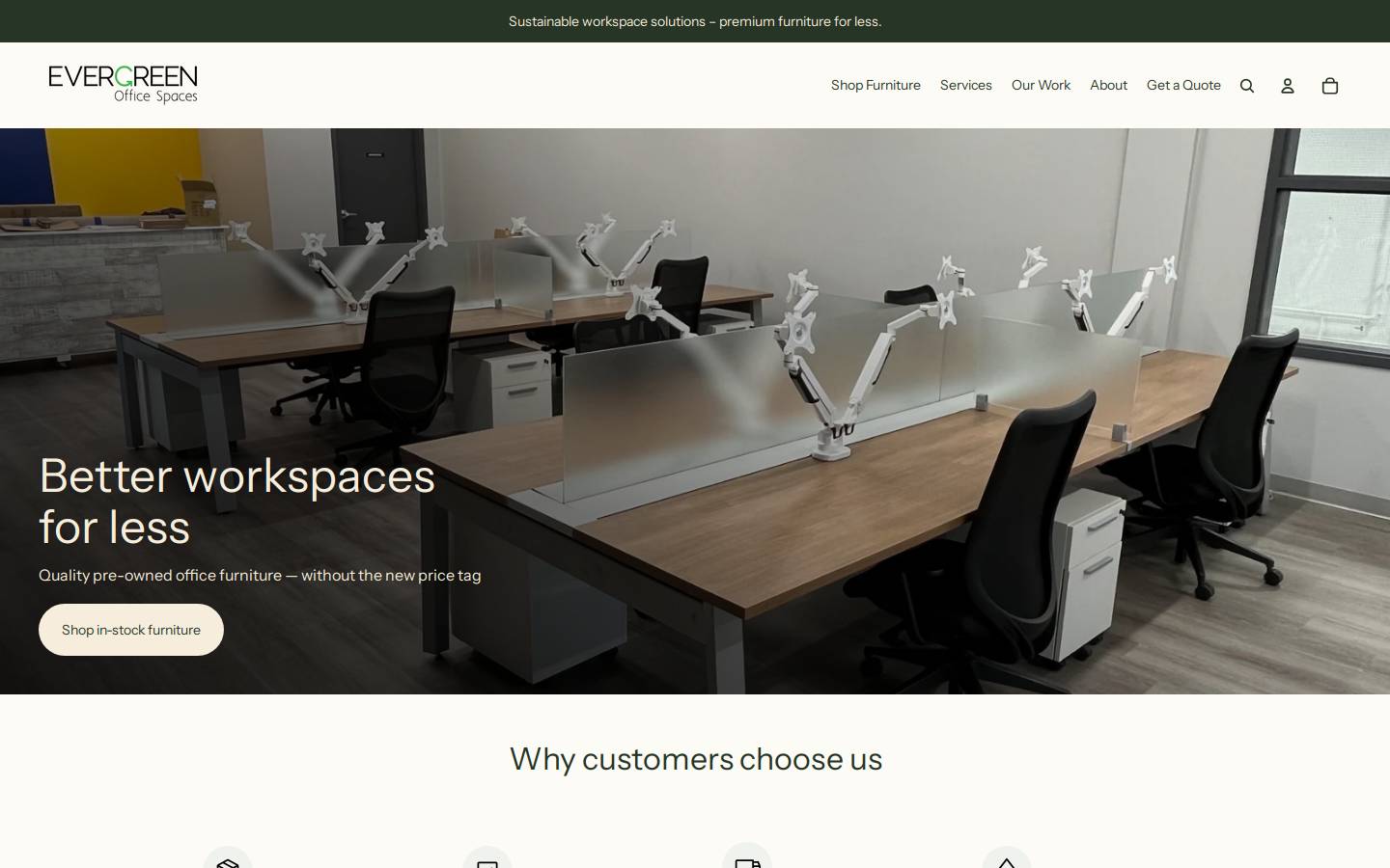 evergreenofficespaces.com homepage screenshot