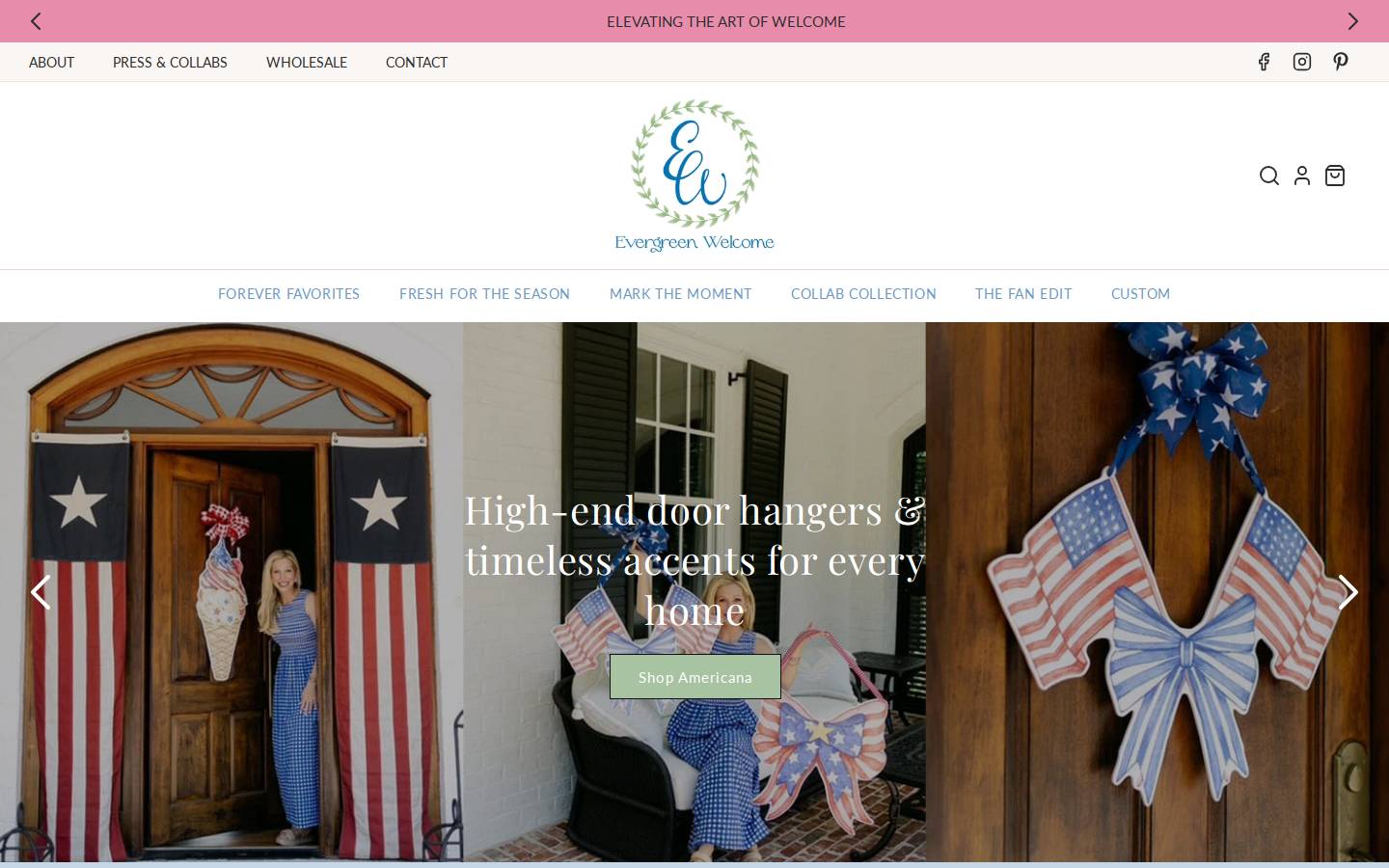 evergreenwelcome.com homepage screenshot