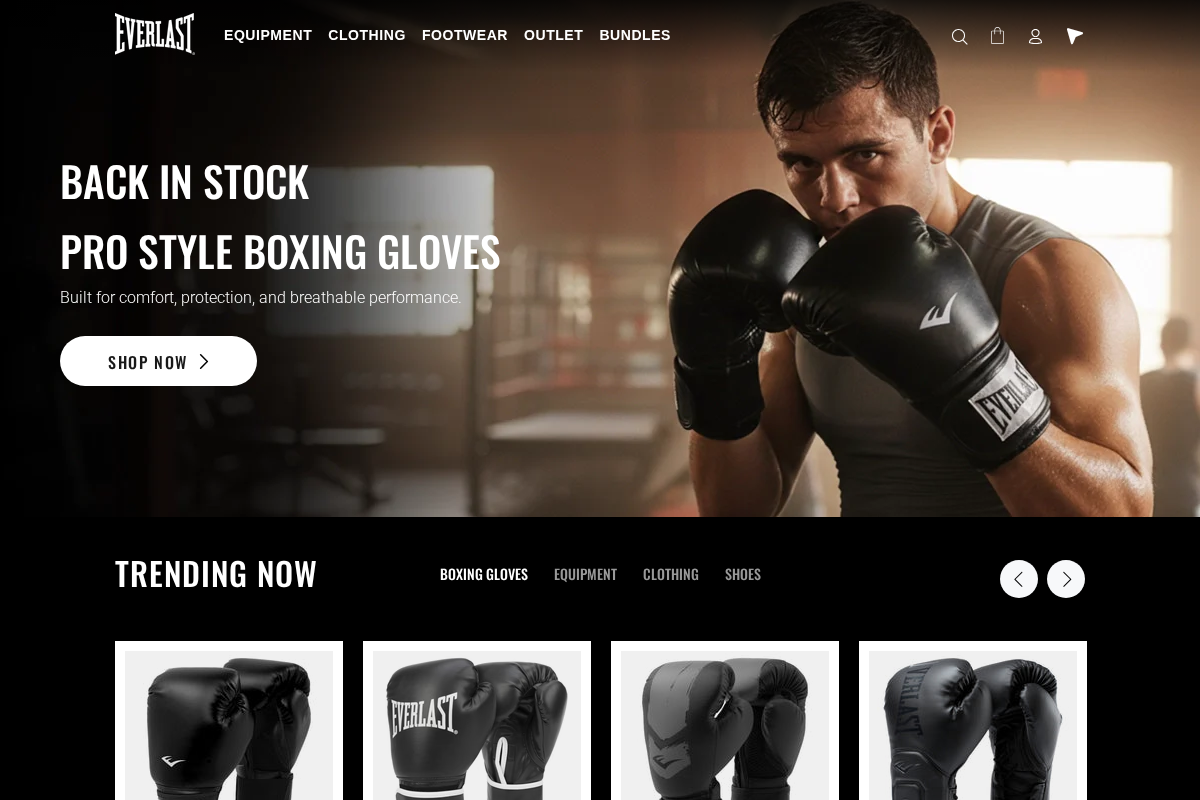 Everlast Canada homepage screenshot