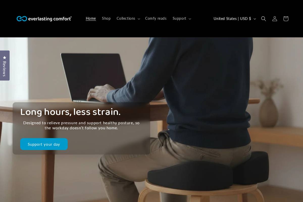 everlastingcomfort.com homepage screenshot