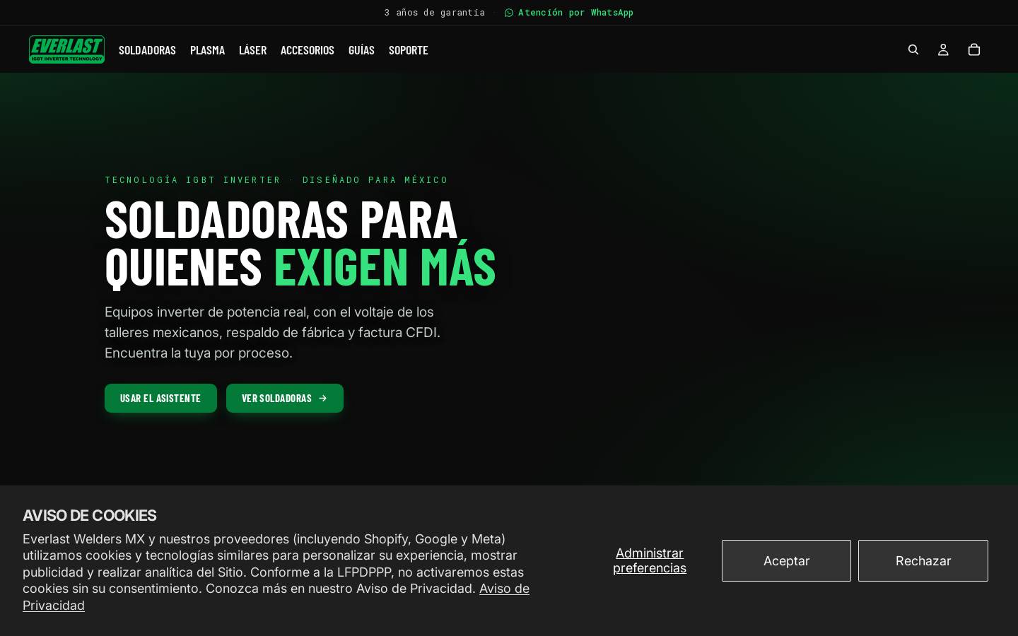 everlastwelders.mx homepage screenshot