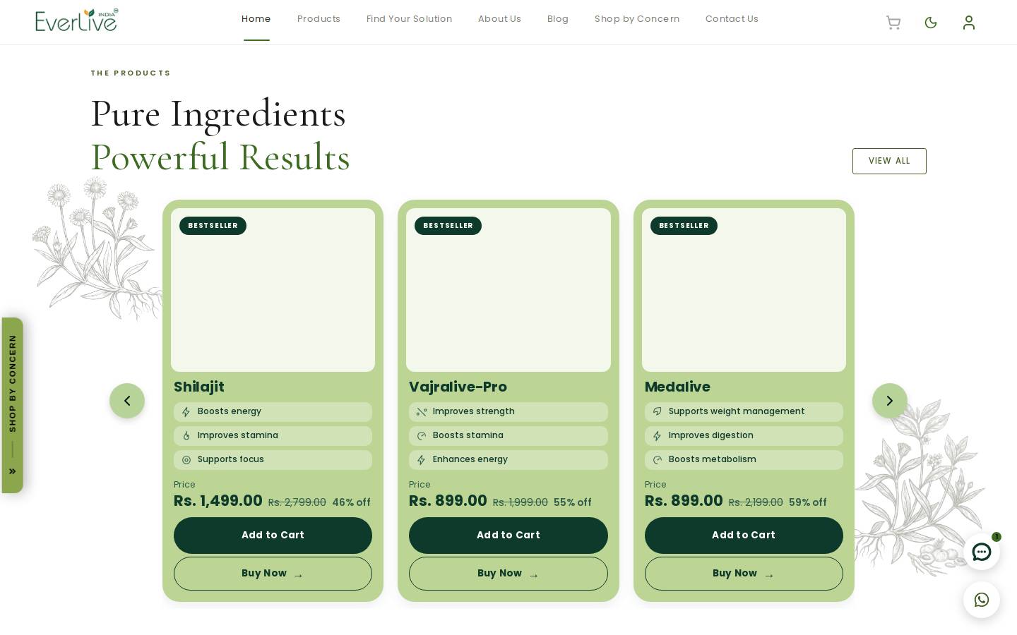 everliveindia.com homepage screenshot