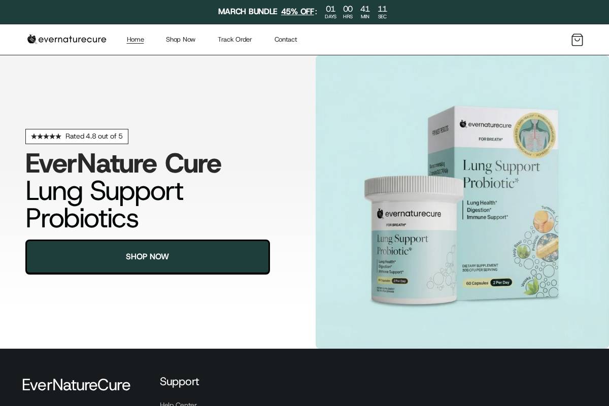 Evernaturecure homepage screenshot