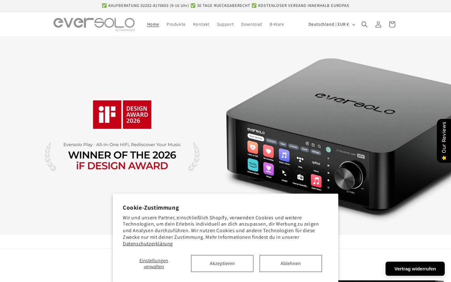 eversolo.de homepage screenshot