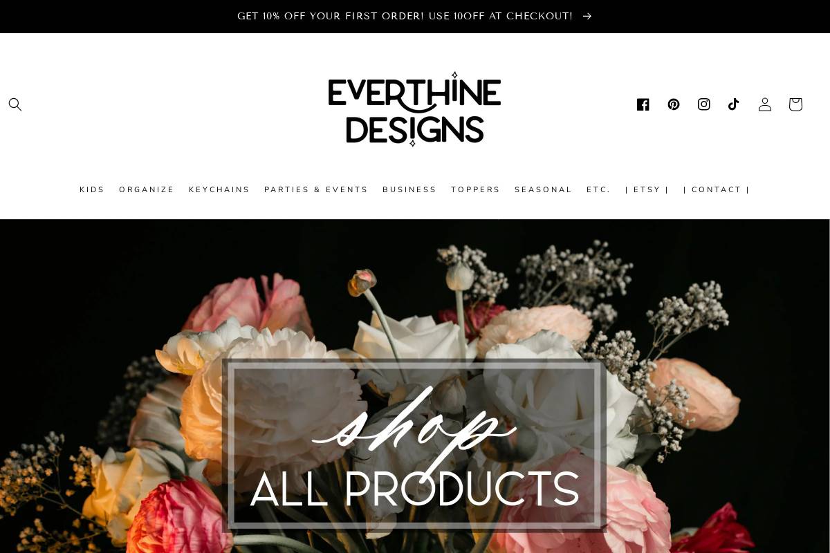 everthinedesigns.com homepage screenshot