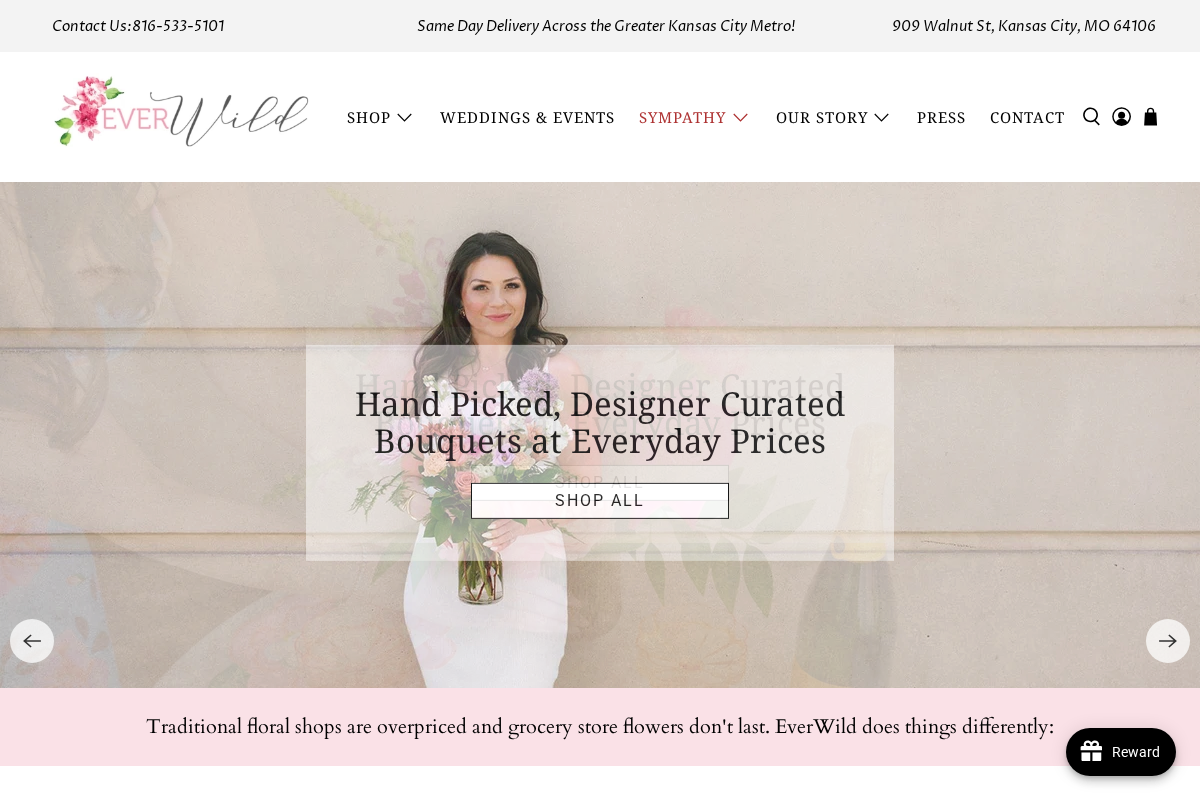 EverWild Florals homepage screenshot